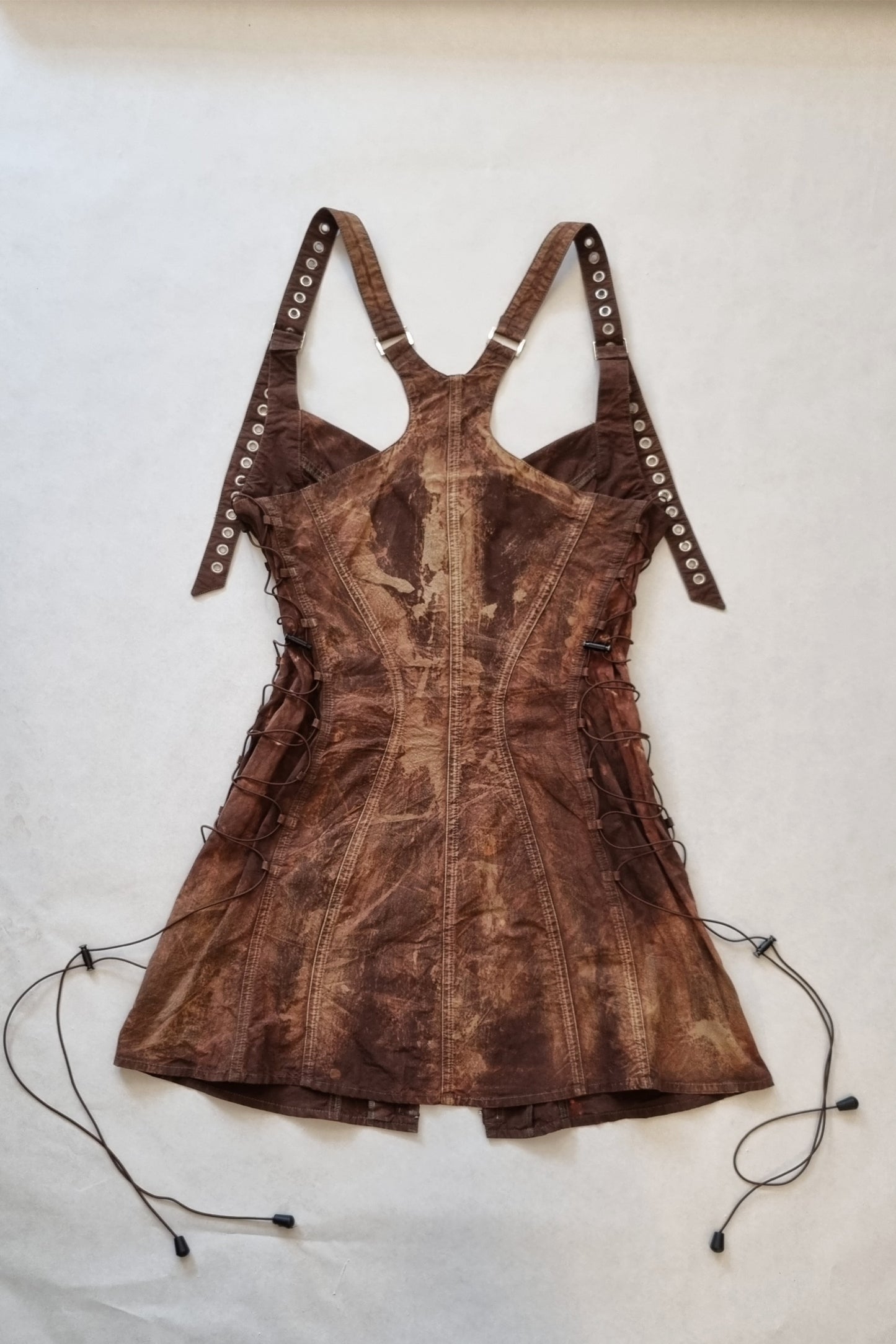 flat back Patina Strap Dress – Hand-Dyed Corset Fit in Deadstock Cotton