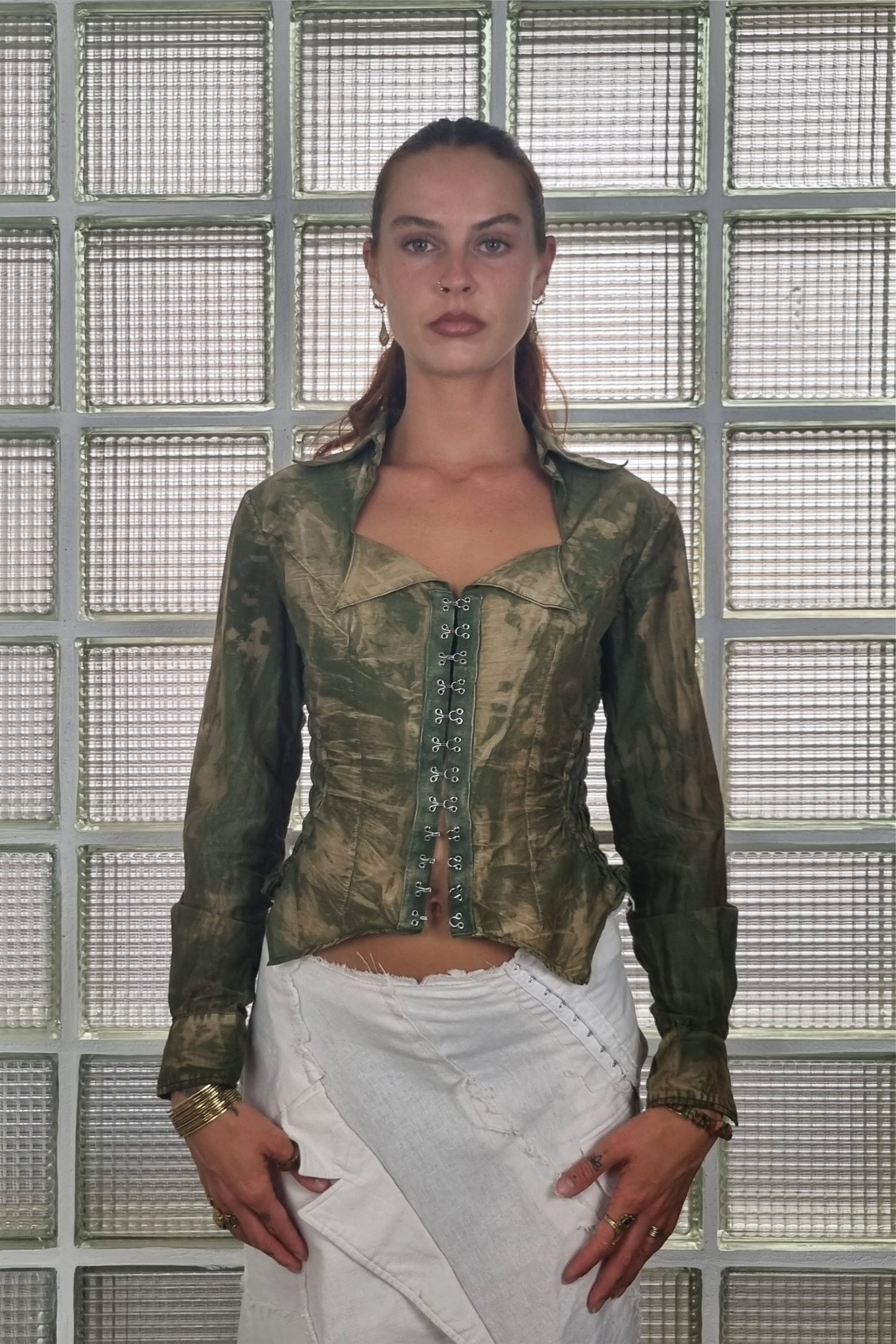 Double collar voile shirt