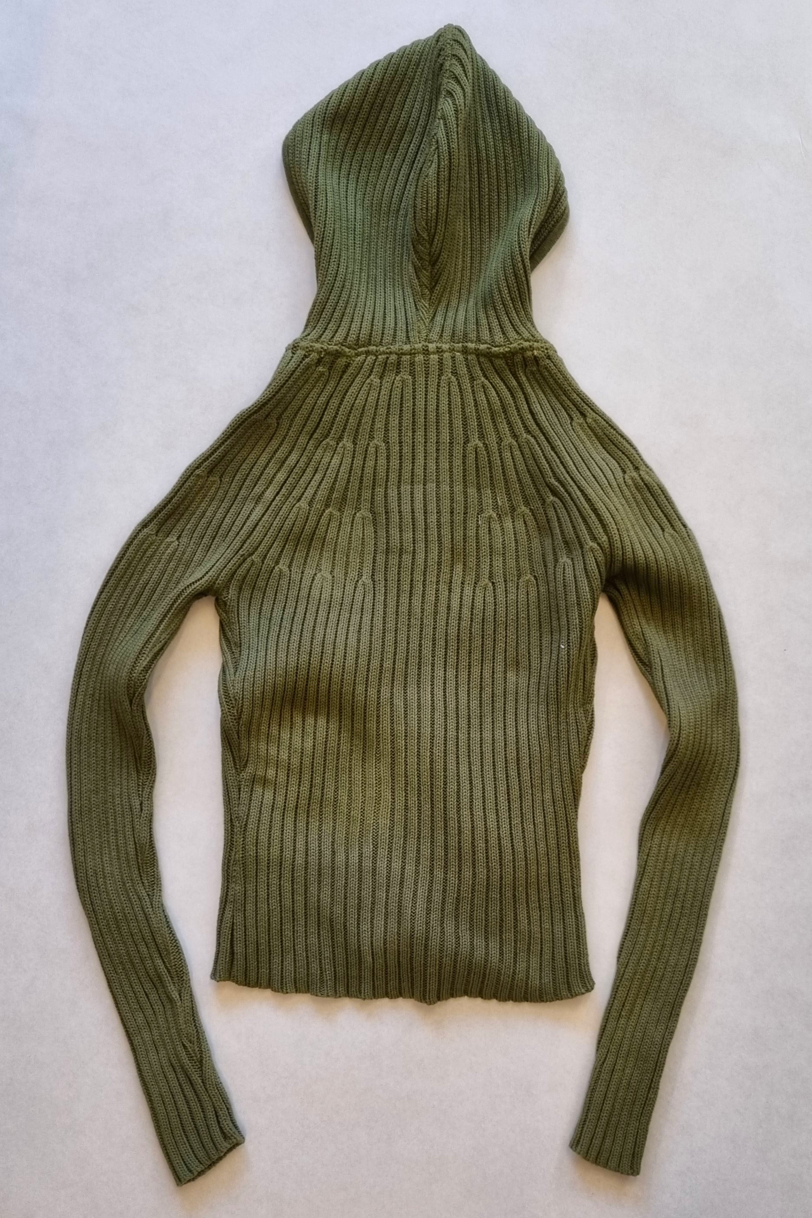Ribbed Knit 2-way Zip Hoodie - Olive Green – Kimæra store
