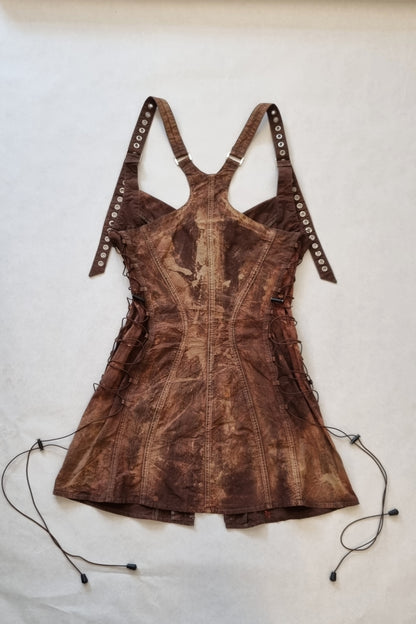 flat back Patina Strap Dress – Hand-Dyed Corset Fit in Deadstock Cotton