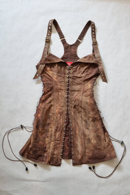 Patina Strap Dress – Hand-Dyed Corset Fit in Deadstock Cotton flat